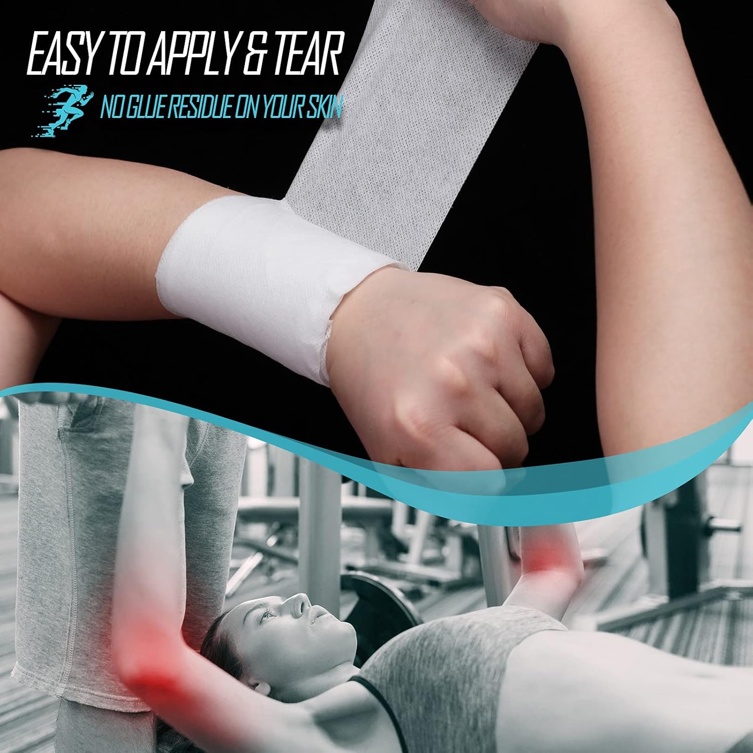 Nuanchu 2 Rolls Non-Woven Stretch Tape Breathable Bandage Tape Cohesive Wrap Roll Film (White,4 Inch X 10.94 Yard) - Image 5