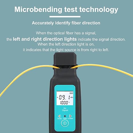 Hanchen Optical Fiber Identifier Handheld Live Optical Fiber Detector Tester High Performance Tracker Single Mode/Multimode 10mw Red Light Source (Blue)