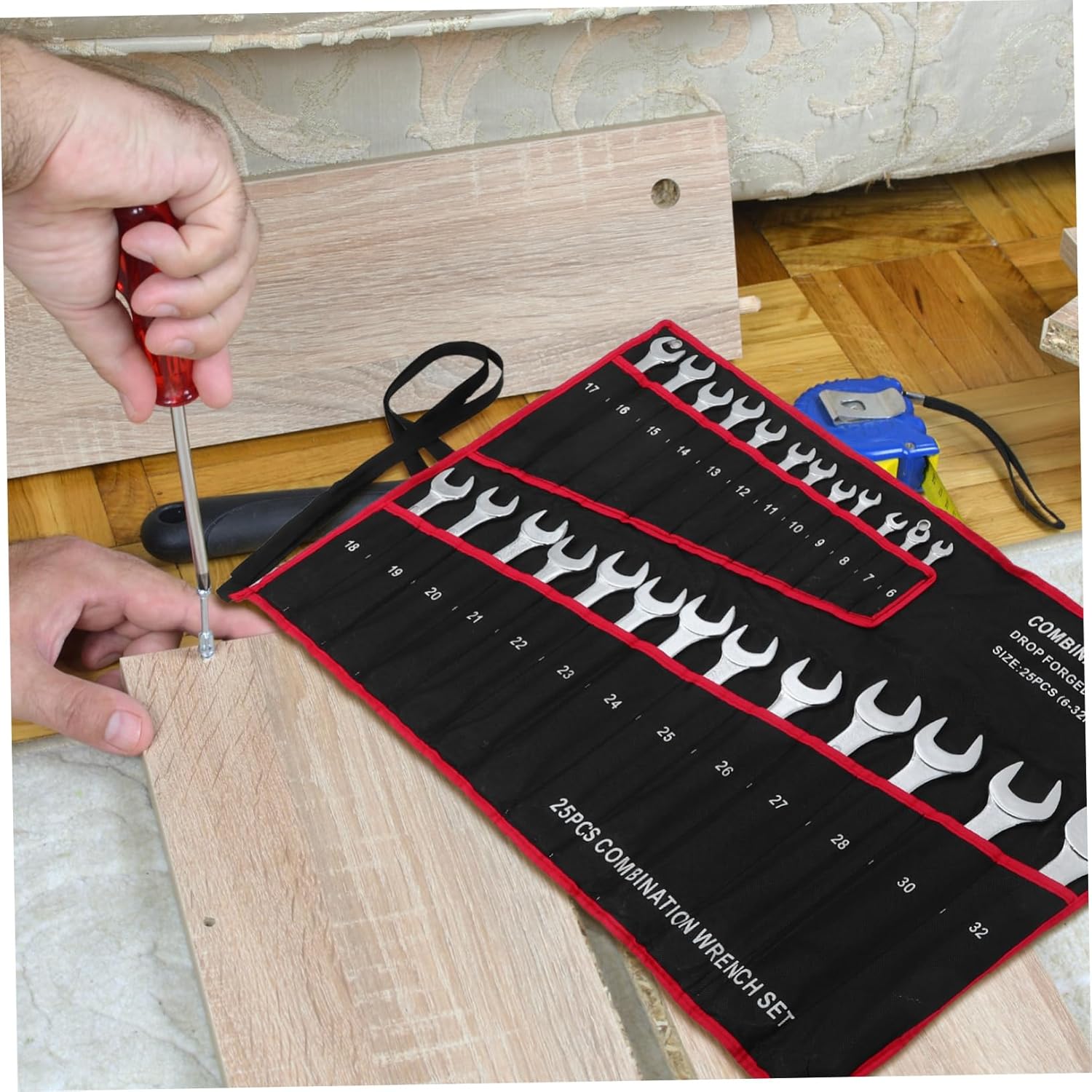 Mipcase 1Set Double Head Wrench Set Heavy Duty Mechanic Tool Organizer for Automotive Plumbing and Household Repairs Pouch for Convenient Storage