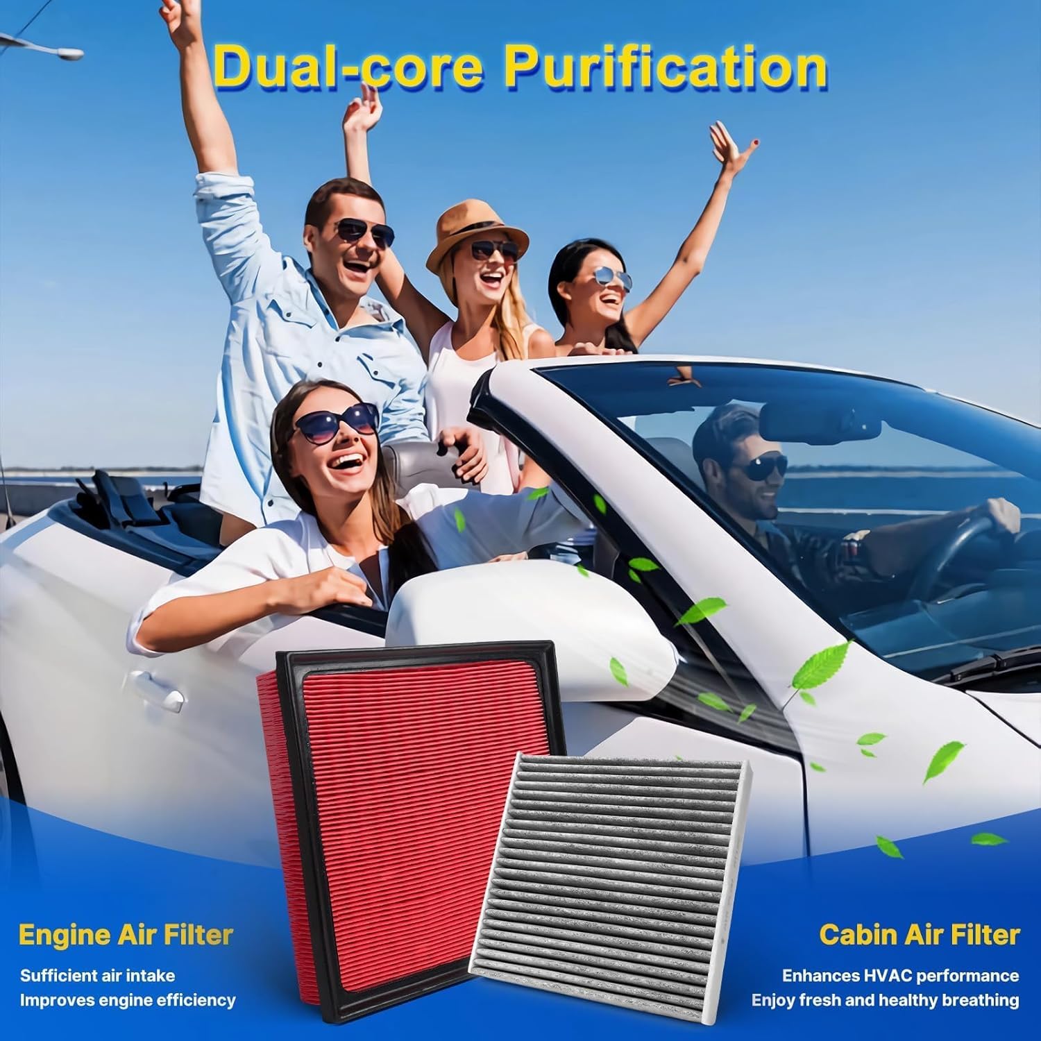 Cabin & Engine Air Filter Kit for 2016-2018 Rav4 2.5L(Hybrid/EV-GAS)