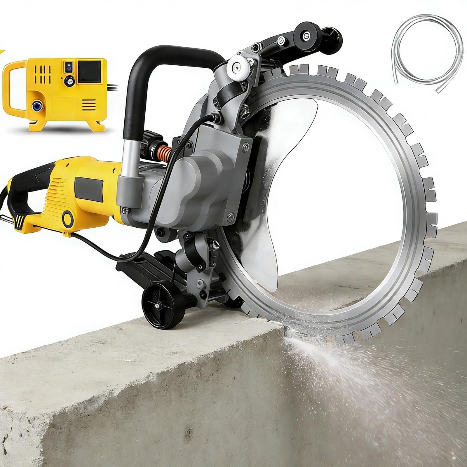 Elektrische BetonsäGe, Schnitttiefe 29/39/49cm, 8000w HandbetonringsäGe, Mit Wasserpumpe, 3 Verschiedene SäGeblattgrößEn: 400mm/500mm/600mm – FüR Stein, Bewehrungsstahl, Ziegel 39cm