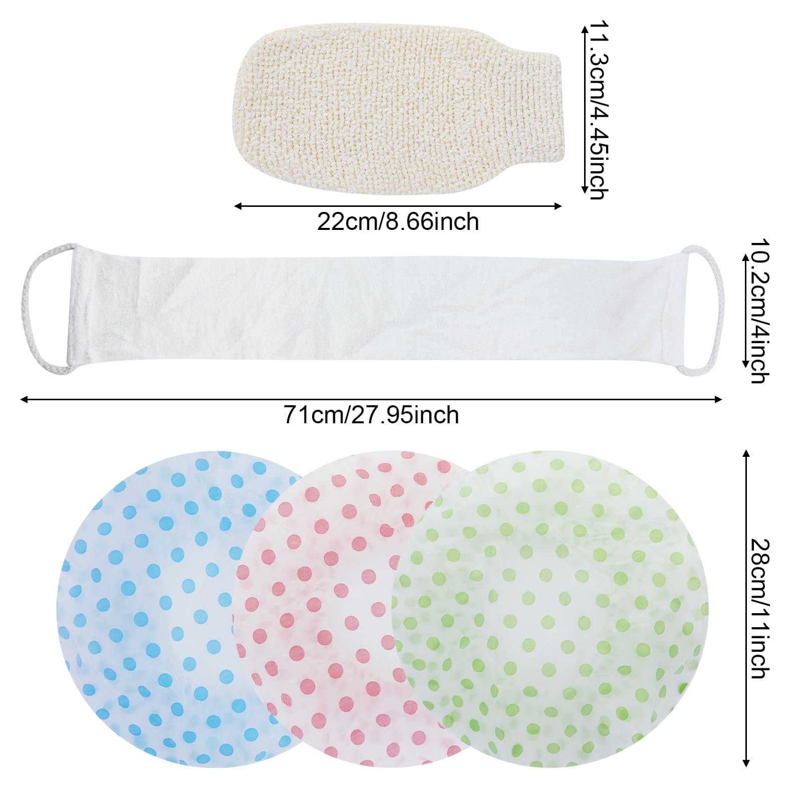 Loofah Back Scrubber, pasek kąpielowy z podkładką z gąbki Luffa, organiczny złuszczający grzbiet, dla mężczyzn i kobiet