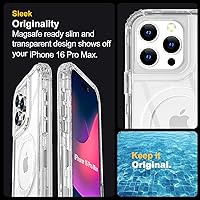 Vista 5 de AICase Funda para iPhone 16 Pro Max, transparente construida para MagSafe, 3 en 1, resistente protección contra caídas, a prueba de golpes, caídas