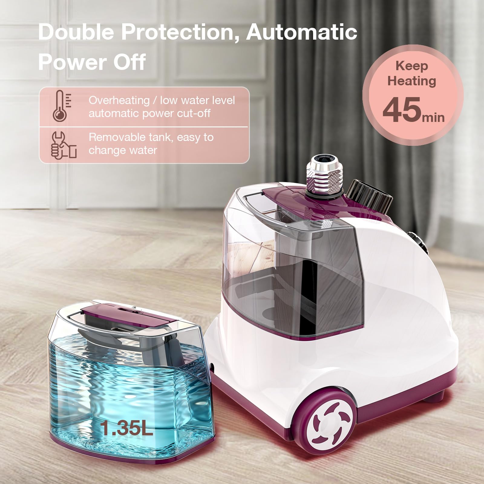 Cozary Defroisseur Vertical Steamer, 1950 W Repassage Vertical avec d'eau de 1.35 L, 11 Fonctions Vapeur Clothes Steamer, Défroisseur Vapeur Puissant pour Repasse Sans Planche