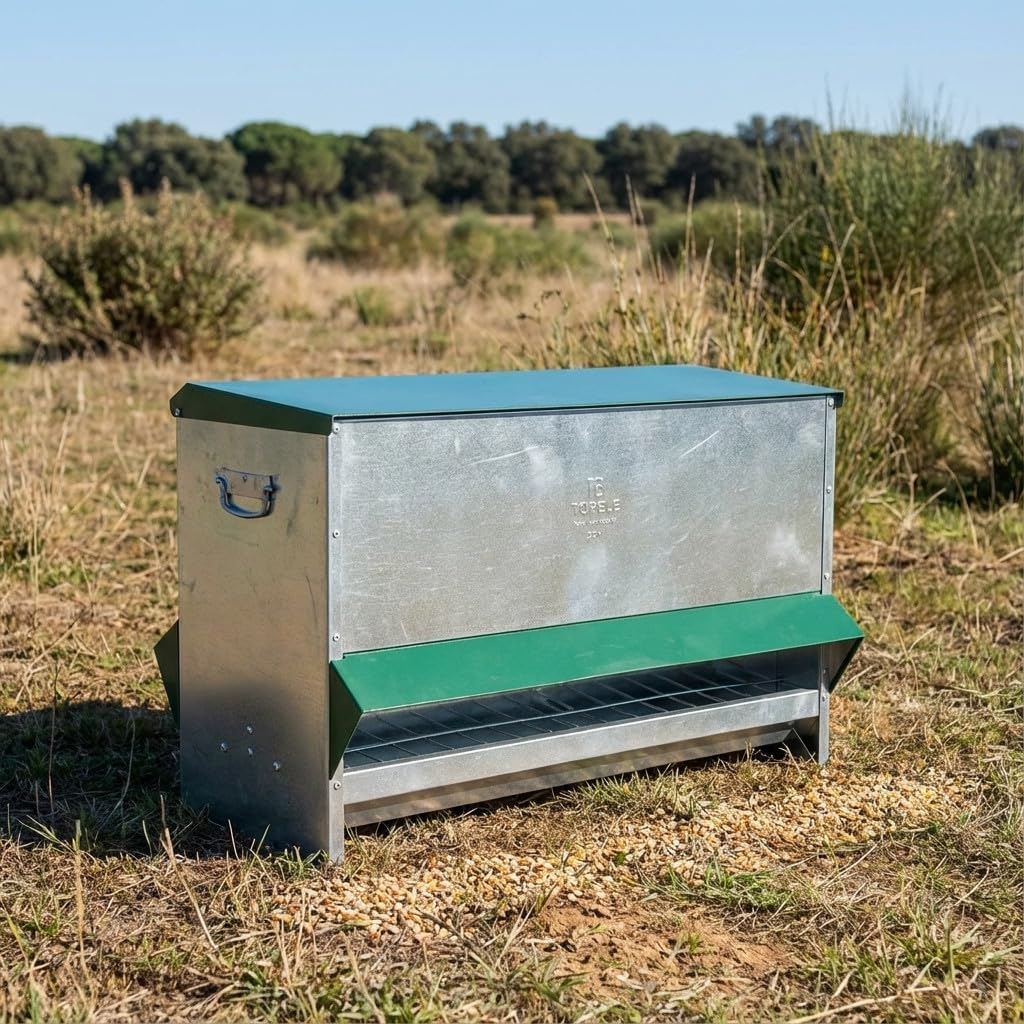 Suinga Comedero para Pajaros de Exterior de Acero Inoxidable con Tapa, 101x46x52 cm - Comedero Aves Perdices