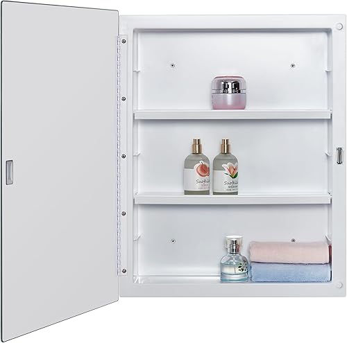 Miniatura 4 de IDYLLOR Gabinete plástico con espejo de medicina para baño de 16 x 20 pulgadas, montaje en superficie y empotrado