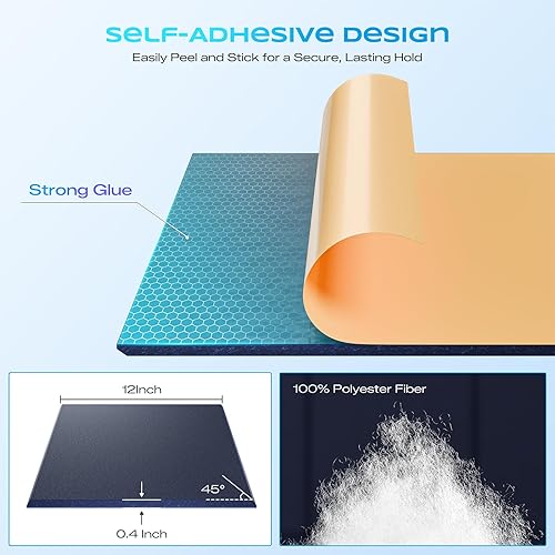 Miniatura 2 de Paquete de 12 paneles acústicos autoadhesivos, paneles de espuma de alta densidad a prueba de sonido de 12 x 12 x 0.4 pulgadas para paredes, paneles