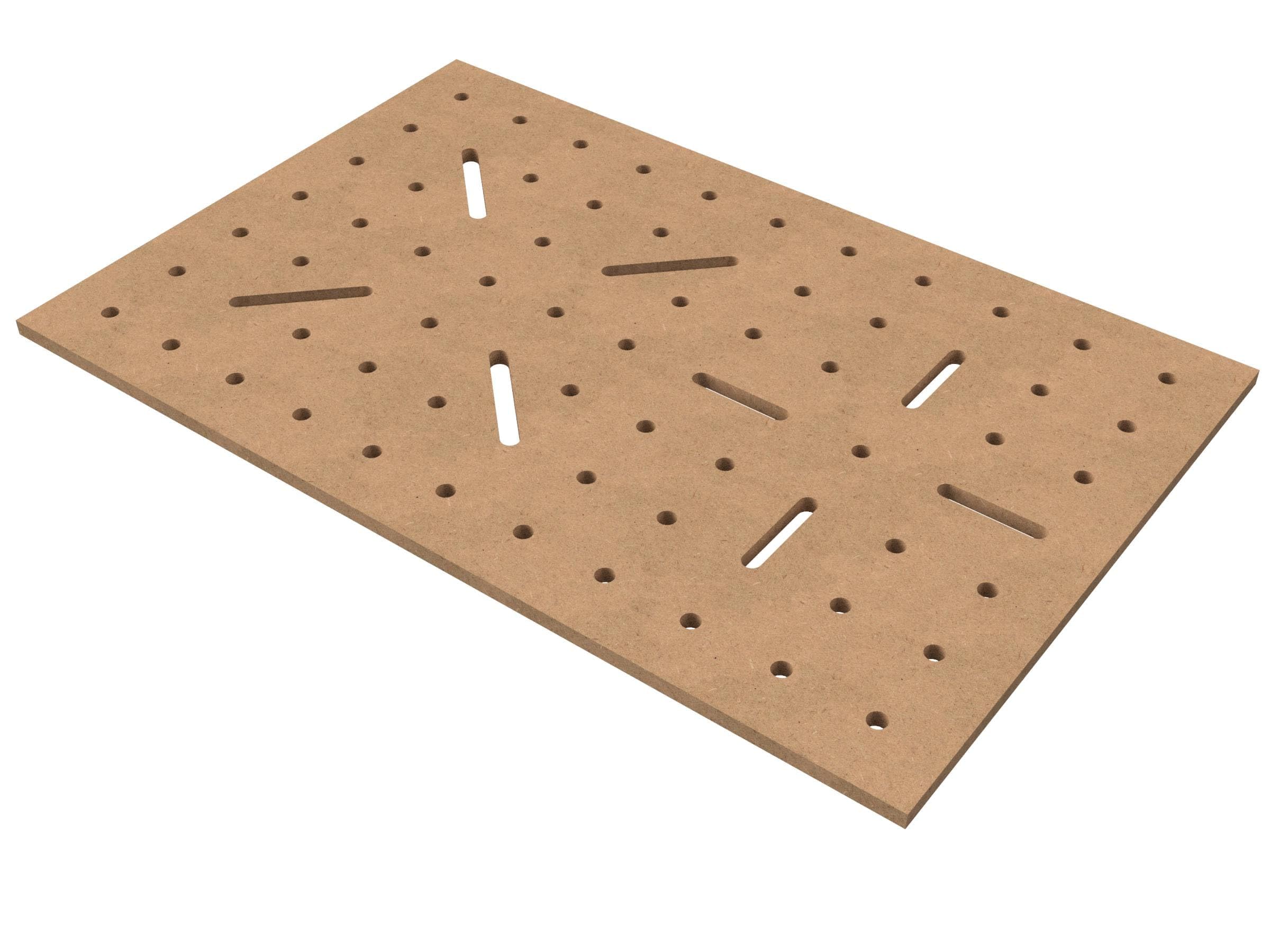MDF Lochplatte 1102x718mm für MFT Multifunktionstisch – 20mm Loch & 96mm Lochraster – CNC-gefräste Arbeitsplatte & Aufspannplatte für Werkbank & Werkstatt – Made in Germany (Langloch)