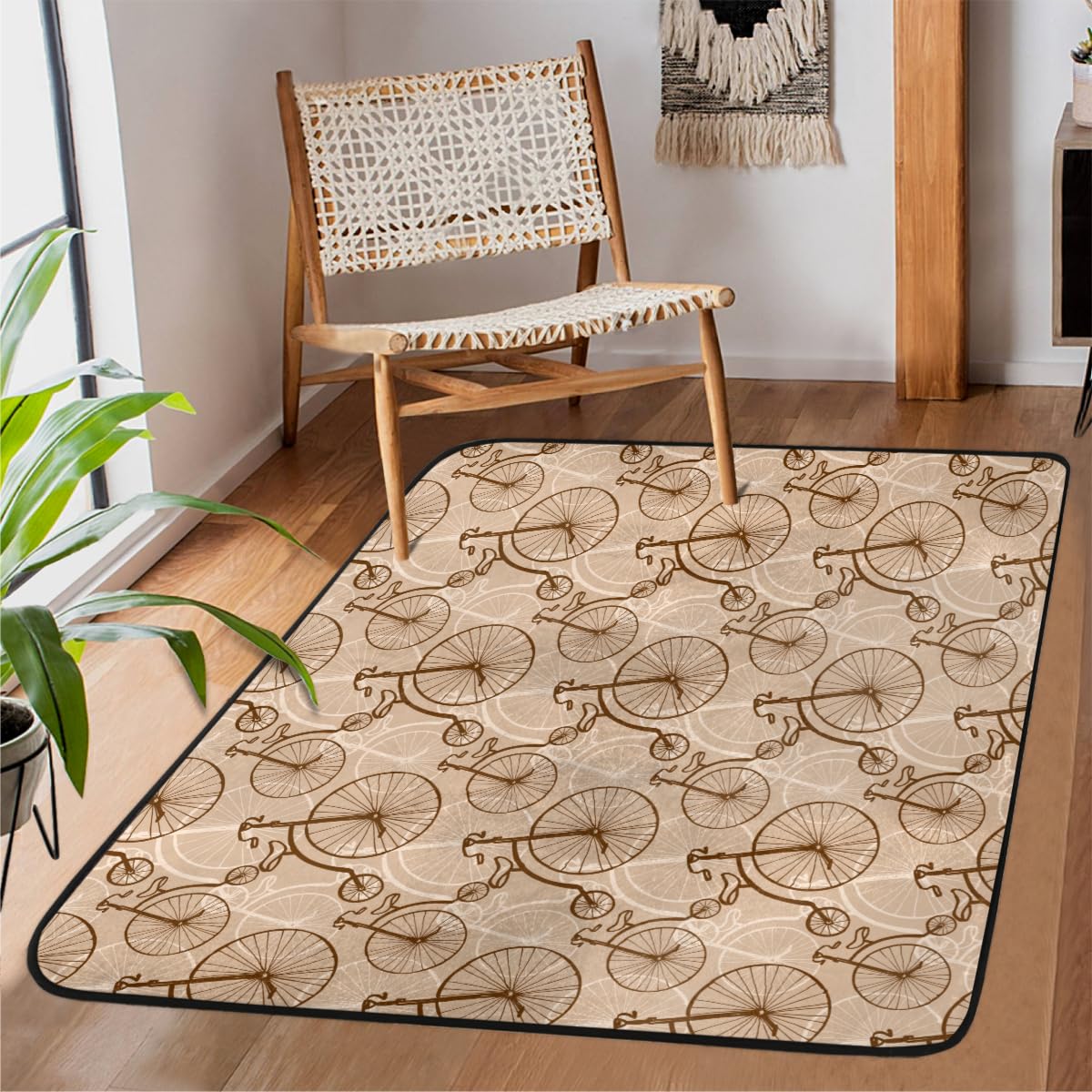 Grand tapis antidérapant lavable style rétro pour un salon sécurisé et facile à entretenir