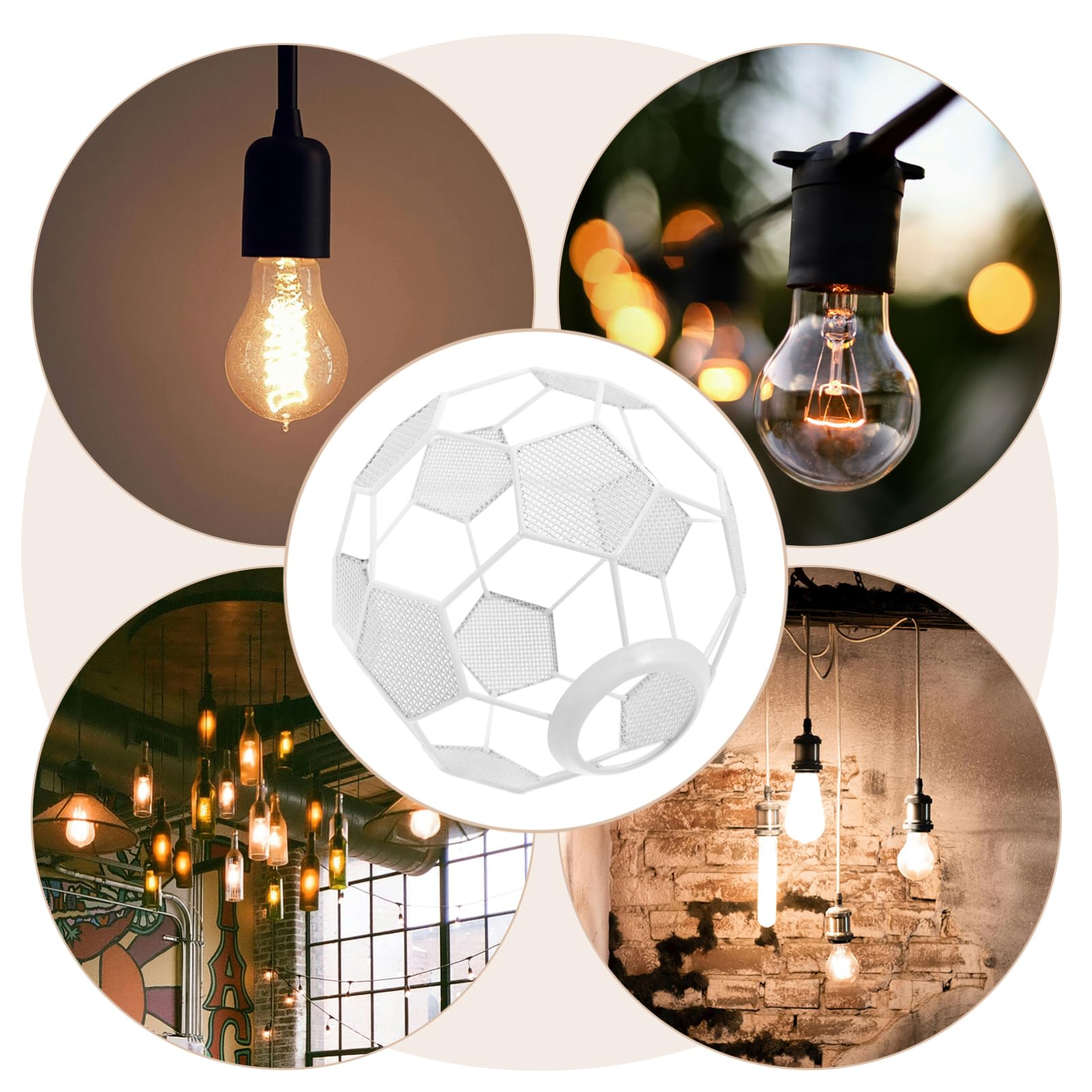 Holibanna Football Lamp Shade 5.71In Industrial Metal Cage Pendant Light Cover Hollow-Out Soccer Shape Lamp Shade for Indoor Living Room Bar - Image 4