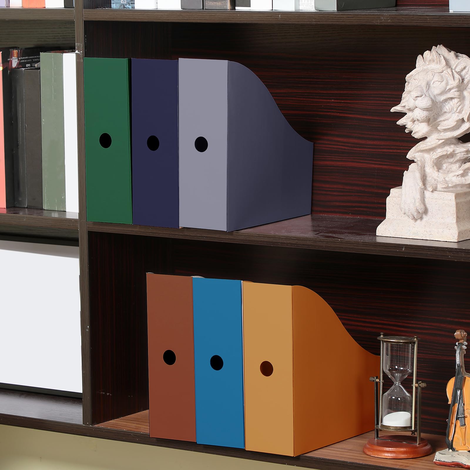 Colarr Zeitschriftenhalter aus Karton, 12 Farben, Zeitschriftenhalter, Zeitschriftenaufbewahrung, Büroordner, Organizer, Aktenordner, Mülleimer für Zuhause, Büro, Schule, Schreibtischbedarf (frische