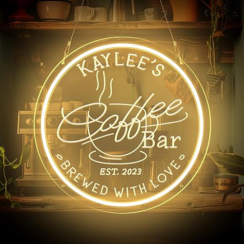 Miniatura 12 de Señal de neón para bar de café, letrero LED de café regulable en blanco cálido para decoración de pared, señales de neón para cafeterías alimentadas