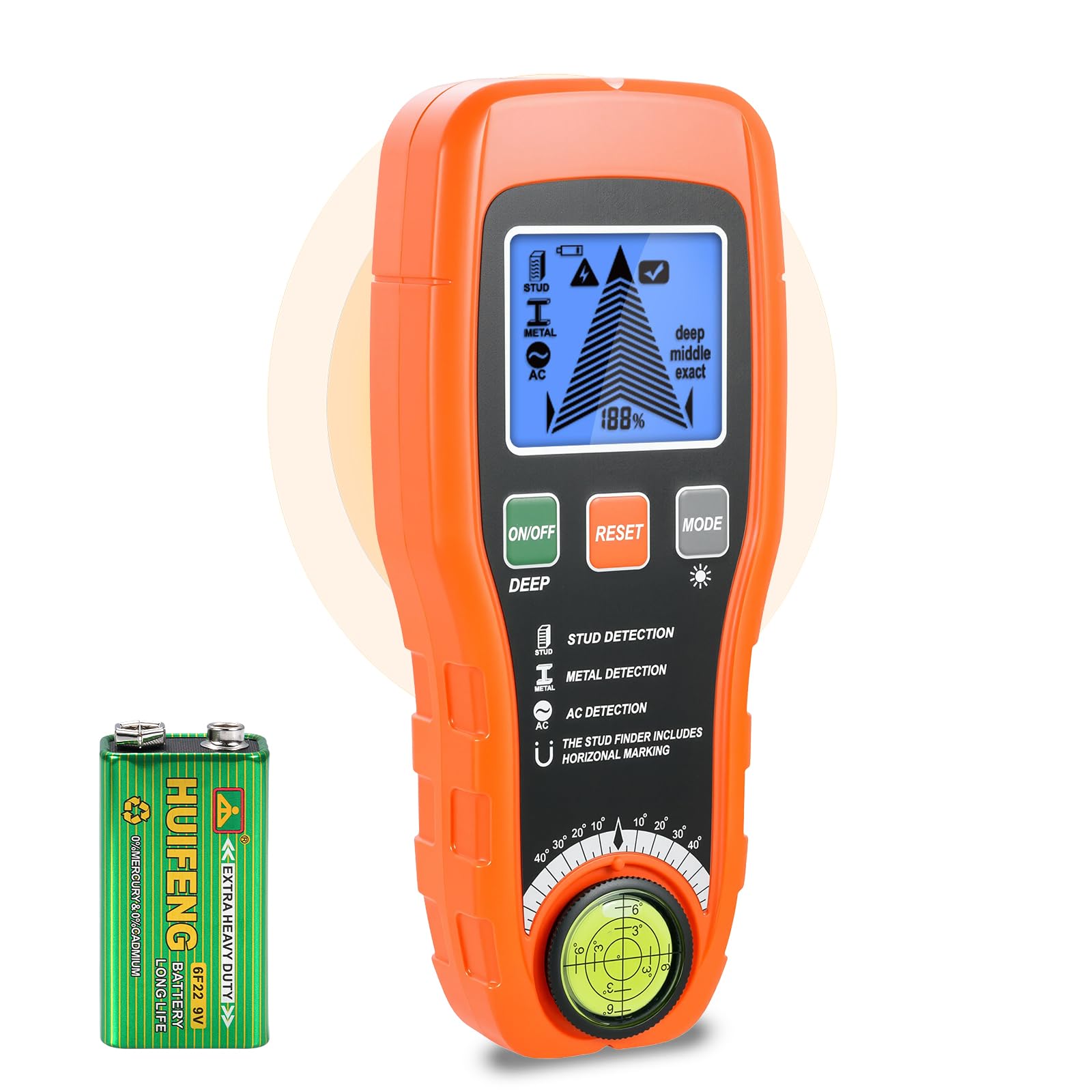 Leitungssuchgerät Ortungsgerät, Multifunktionaler Stud Finder mit LCD-Display und Audio-Alarm, Leitungssucher mit Automatische Kalibrierung, Kabel und Metallsucher für Holz, AC-Leitungen,Rohre