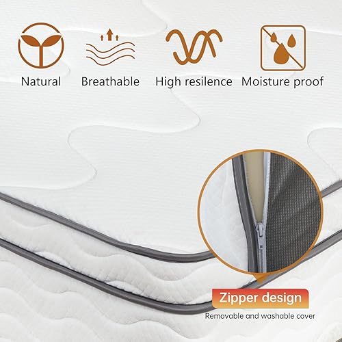 Miniatura 7 de BLKMTY Colchón de tamaño matrimonial de 10 pulgadas, colchón de resortes interiores con colchón de espuma de alta densidad, colchón de resortes