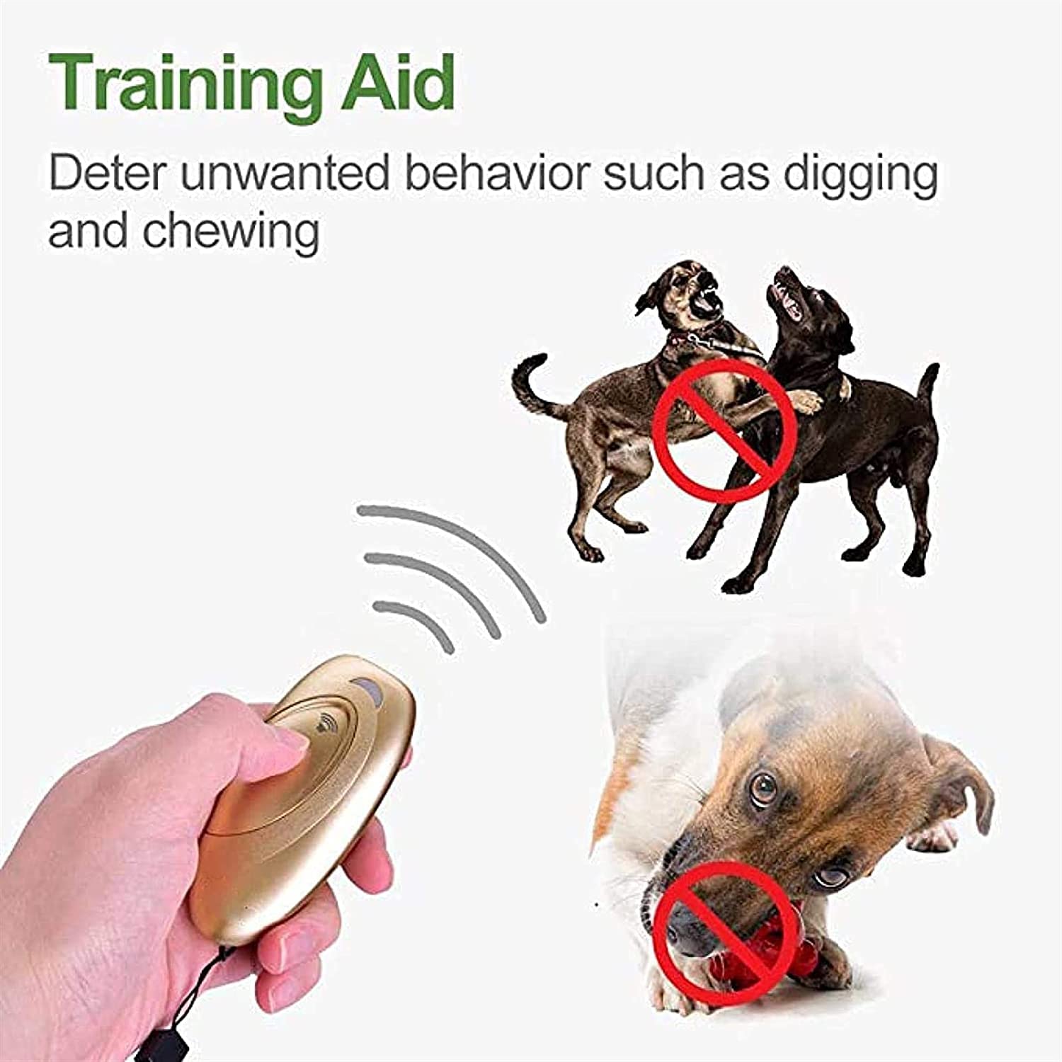 Dispositivo ultrasónico for disuadir ladridos de perros, dispositivo 2 en 1 for entrenamiento de perros y control de ladridos, dispositivo antiladridos, rango de control de 16.4 pies, indicador LED, i