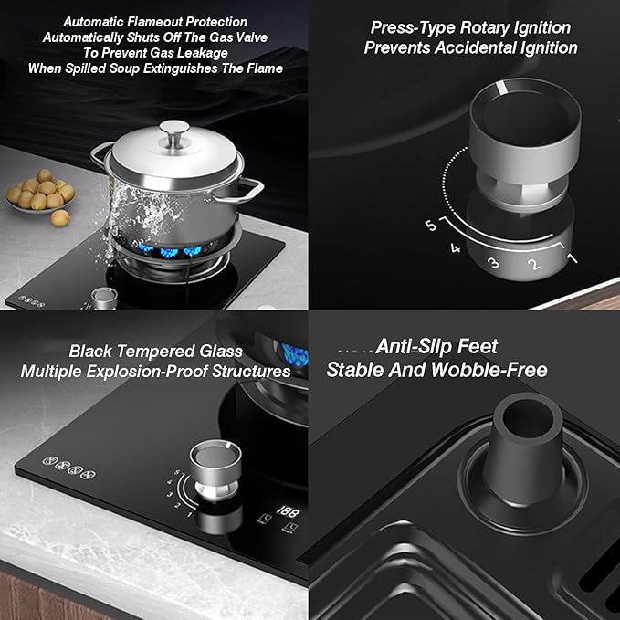 Estufa de Gas Portátil, Quemador de 5.2KW, con Protección de Apagado miniatura 5