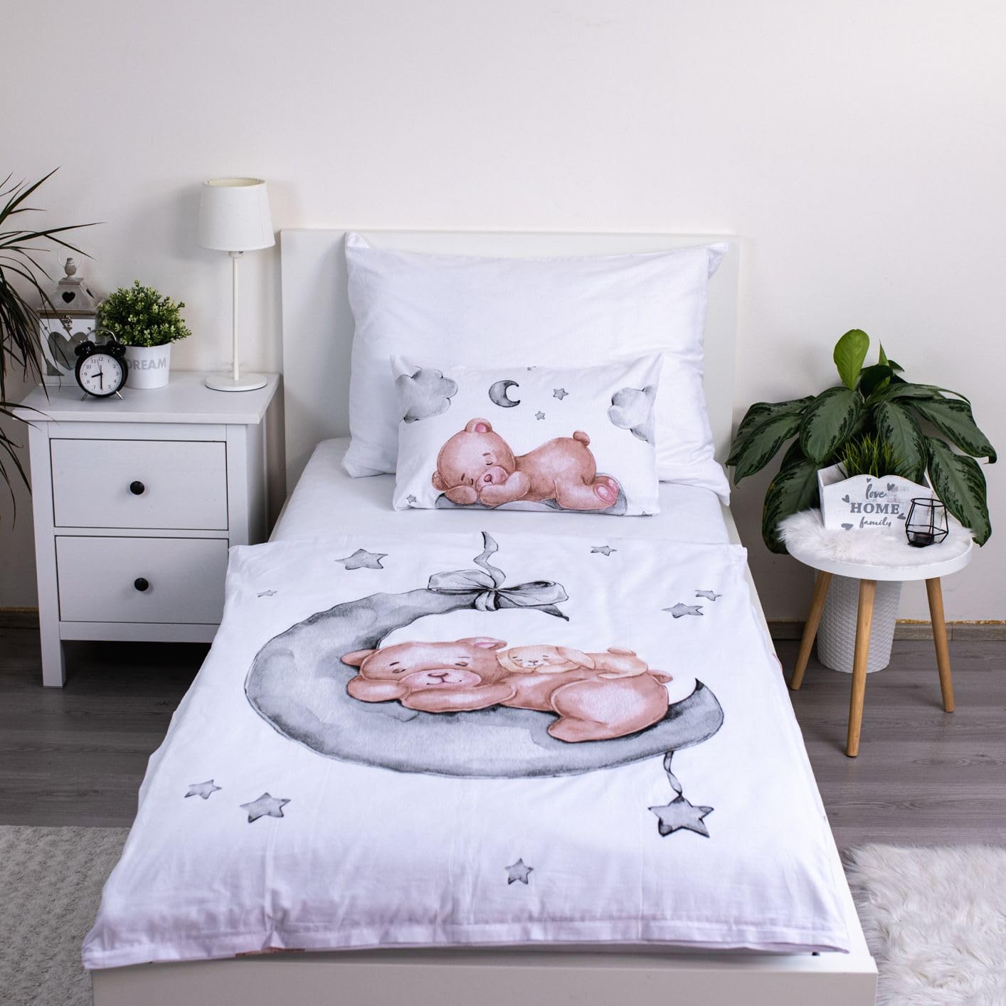 Jerry Fabrics Baby Bed Linen 100 x 135 cm and Pillowcase 40 x 60 cm 100% Cotton White, Grey, Kinderbett - Image 2