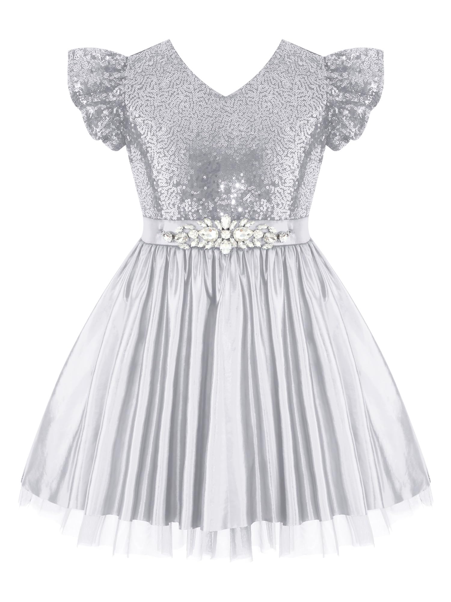 Kinder Satin A Linie Schwungkleid Schauwettbewerbskostüm Abendkleid