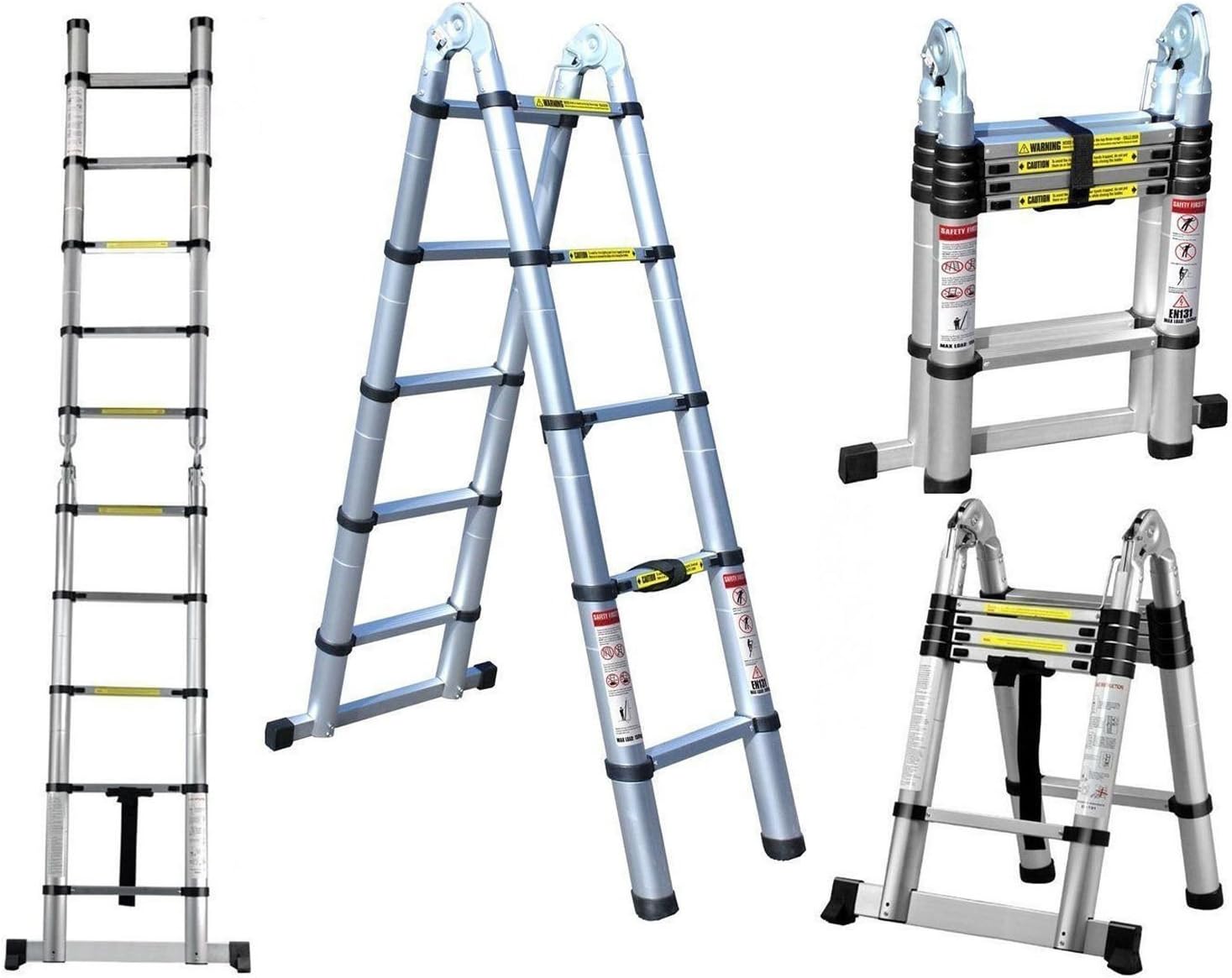 3.2m Double Telescopic Ladder Versatile Foldable Extendable Portable Multipurpose Ladder For All Your DIY Needs (4.4m Double)