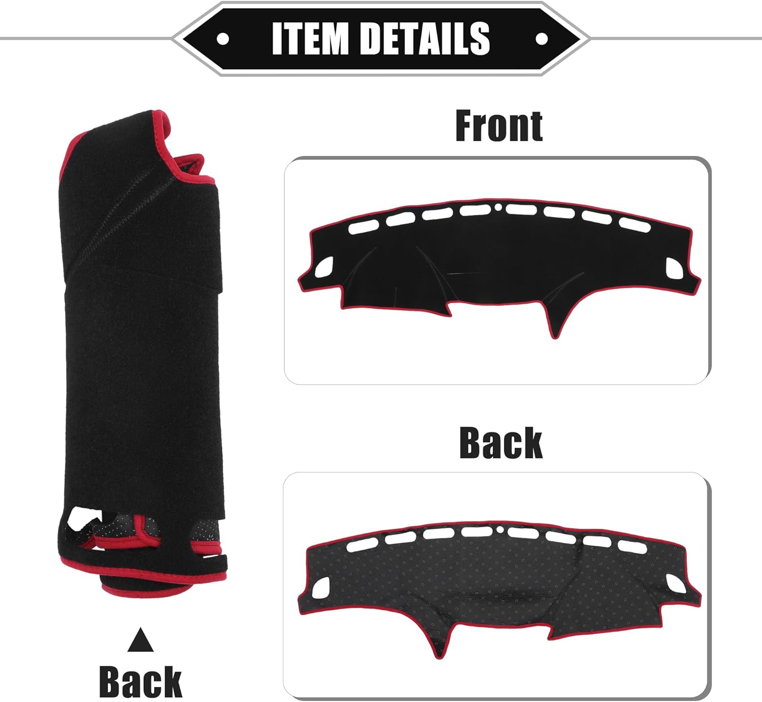 Car Dashboard Cover Mat Compatible for Subaru Impreza 2008-2011, Protective Polyester Black Red Center Console Interior Trim Dash Board Mat