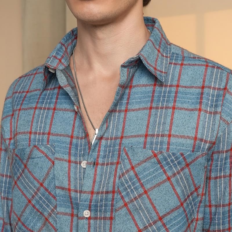 Image of CAHOOT Men's Gingham Shirt | Casual Wear | Spread Collar | Long Sleeve | Button Closure | Shirt Crafted with Comfort Fit for Everyday Wear