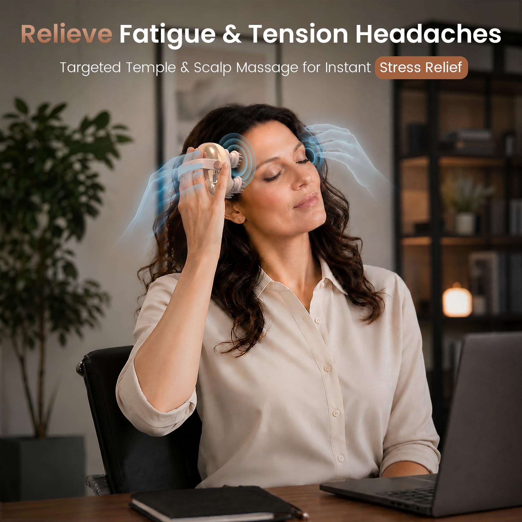 Massaggiatore del cuoio capelluto Impastare Massaggiatore della testa del cuoio capelluto Stress Rilassare Massaggiatore per capelli ricaricabile