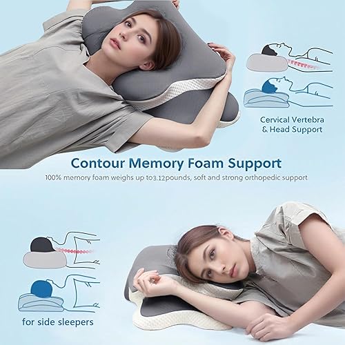 Miniatura 3 de Almohada Ergo para la apnea del sueño, dolor de cuello y alivio de ronquidos, almohada contorneada cervical para dormir de lado, espuma