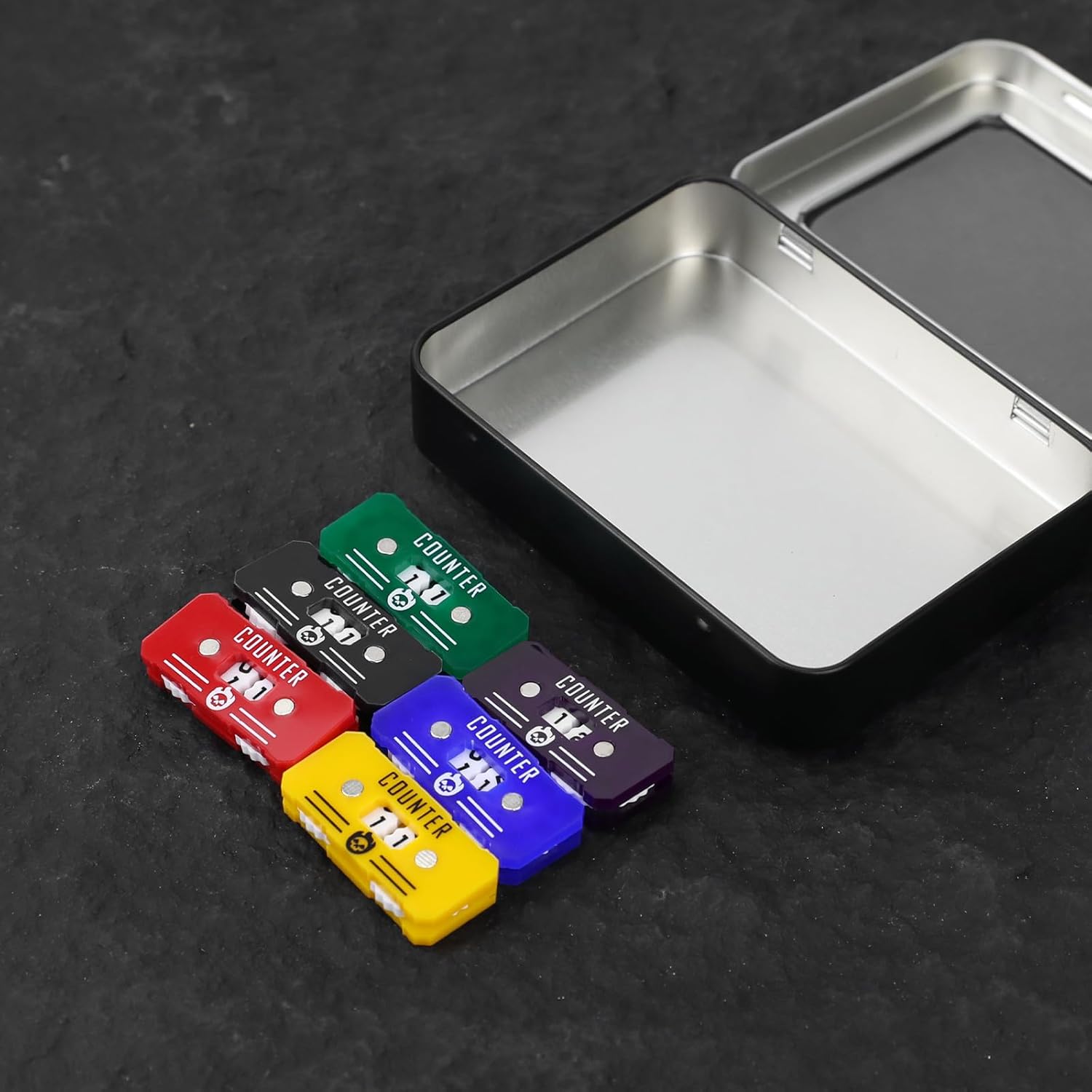 SIXPIONTS 6Pcs Acrylic Mini Life Counters - Colorful Health Point Trackers Compatible with Magic The Gathering Commander Deck, LCG/RPG/D&D/MTG/CCG/TCG Gaming Table Games Accessories (6PCS/BOX Color-A)
