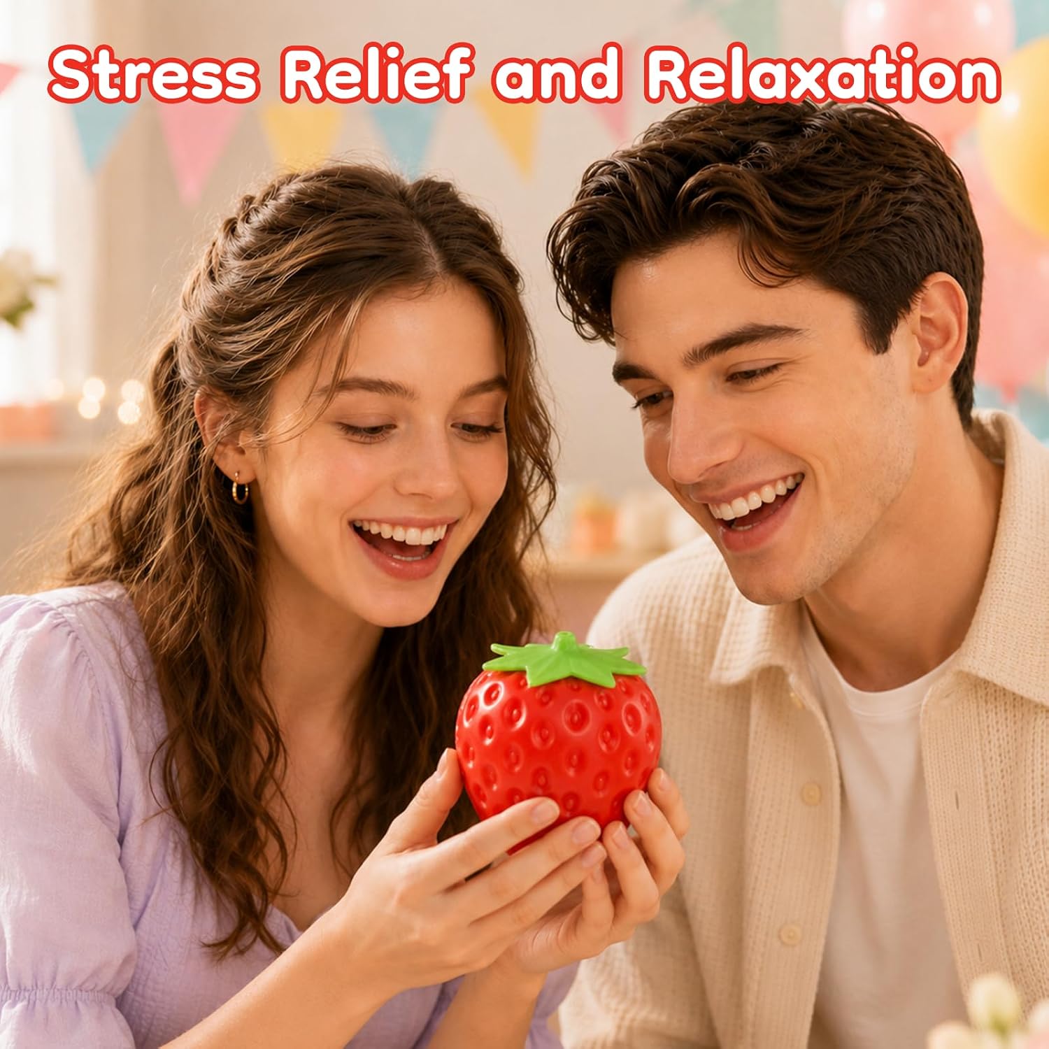 Strawberry Squishy, Jumbo Squeeze Toy Strawberry Fruit Squishy, Slow-Rising Fidget Sensory Giant Stress Ball for Adults, Stress Anxiety Party Favor
