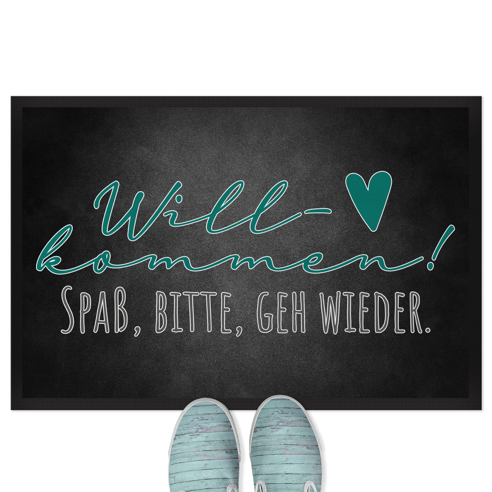 JUNIWORDS Fußmatte, Willkommen! Spaß, Bitte, GEH Wieder, 75 x 50 cm, mit Gummirand (1003548)