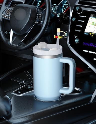 Miniatura 6 de 3 tapas de popote de 0.4 pulgadas  0.394 in para vaso Stanley Cup de 30 y 40 onzas con asa, a prueba de polvo, tapas reutilizables de silicona para