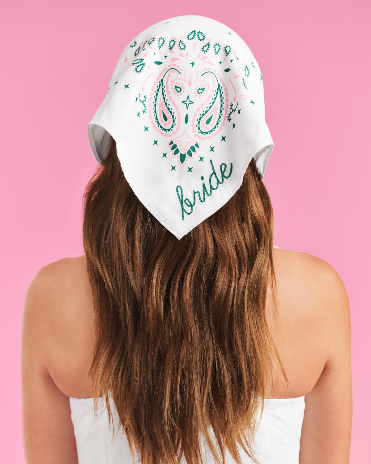 xo, Fetti Bride Embroidered Bandana Headscarf | Camp Bachelorette Party, Bride Gift, Hair Scarf Accessory, Cowgirl Outfit - Image 2