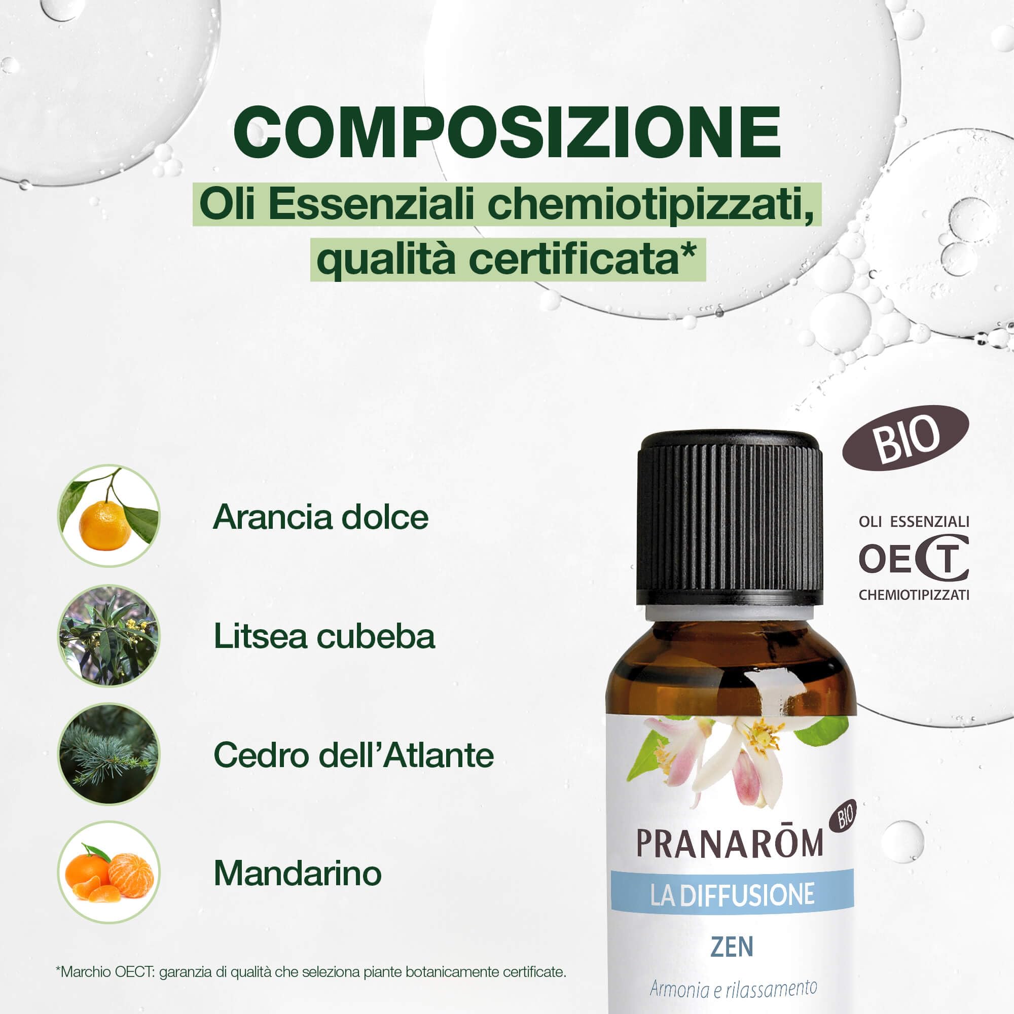 Pranarôm - La Diffusione Zen - Oli essenziali per diffusione - Arancio e Cedro BIO - Armonia e relax - Idea di Regalo - Feste di Natale - 30 ml