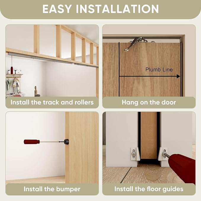 Kit de herrajes doble de 8 pies para puertas corredizas miniatura 5