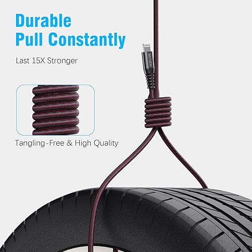 Miniatura 3 de Cable de carga extra largo Lightning para iPhone, paquete de 2 cables de 10 pies (3 metros) para iPhone 131211 ProXXs MaxXR8 Plus766sSE5c5s5 iPad