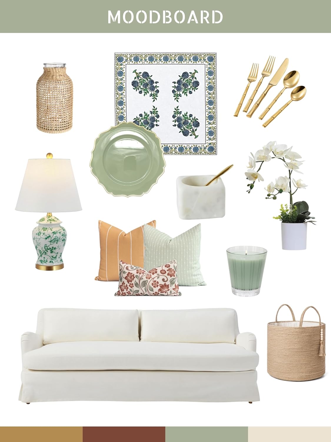 Crumbs Home Modern Farmhouse Fall Linen Indoor Outdoor Throw Pillow Cover Only, 20"x20" Water Repellent for Patio, Backyard, Couch, Light Green Embroidered Stripes