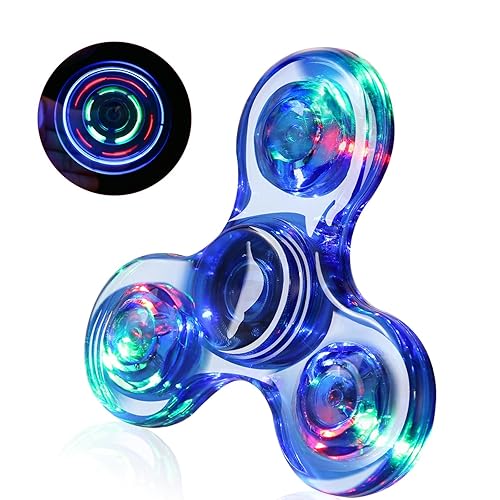 SCIONE LED Fidget Spinners, Light Up Sensory Fidgets Toys for Kids, Glow in The Dark Toy for Kid 4-8-12, ADHD Anxiety Stress Relief Toys for Adults, School Classroom Exchange Gifts for Kids