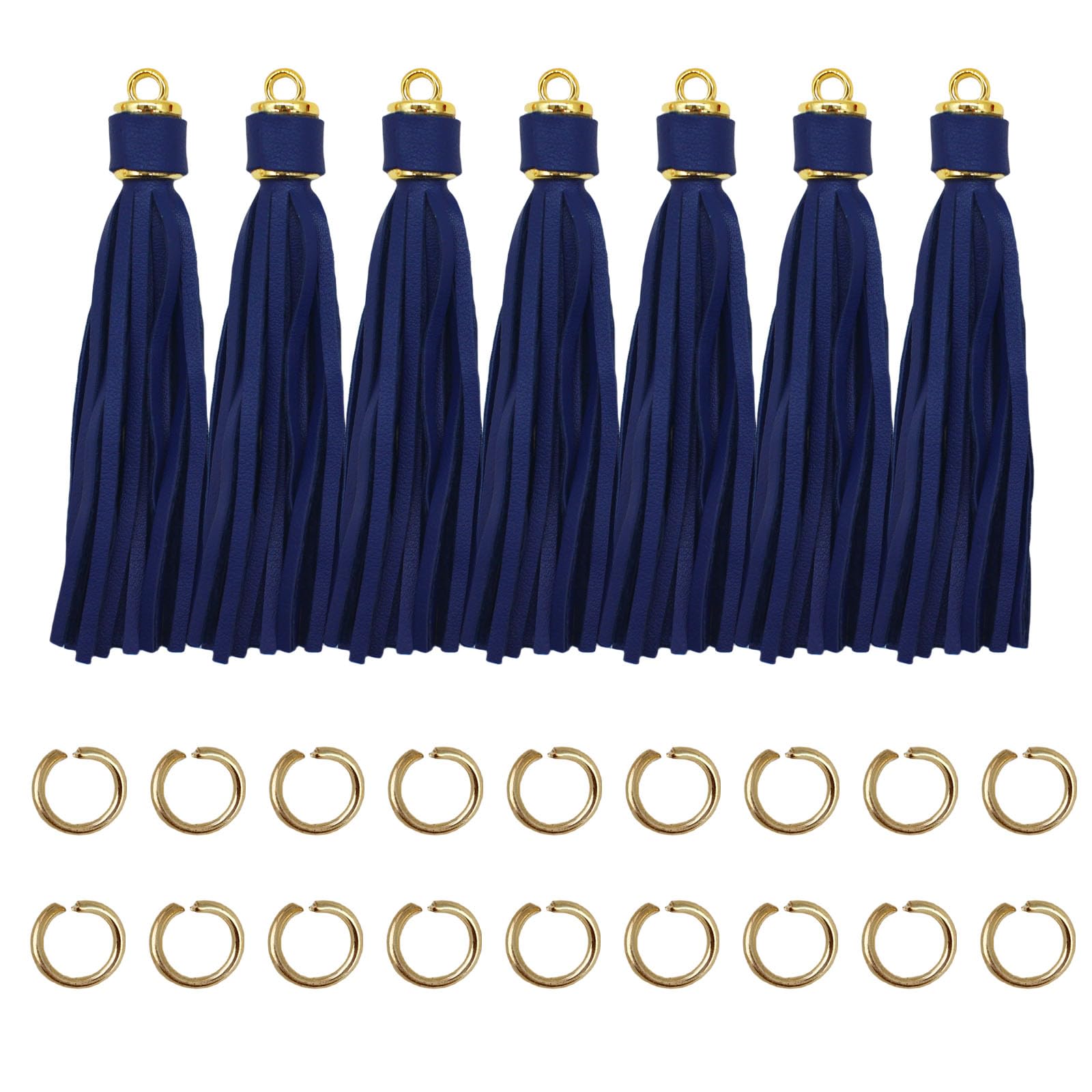 4.3'' Navy Blue Leather Tassels 12Pcs for Keychains