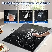 AMZCHEF Beépíthető Üvegkerámia Főzőlap 77 cm - 5 Zónás, Ovális és Tripla Főzőfelülettel, 9 Teljesítményszinttel, Időzítővel, Biztonsági Zárral 8