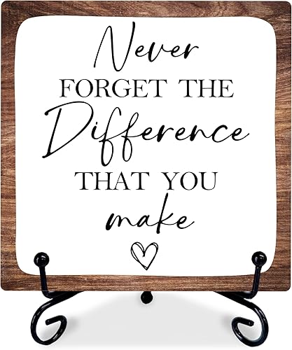 Decoración inspiradora de madera de 4 pulgadas con 1 soporte de metal, decoración de escritorio motivacional rústica para el hogar, oficina,