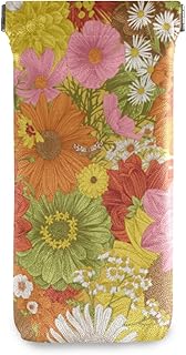 susiyo Autumn Flowers and Butterflies Glasses Case Portable Microfiber PU Leather Soft Sunglasses Bag Eyeglasses Pouch Holder Squeeze Top for Women Men