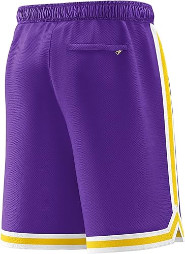 Miniatura 10 de KXK Pantalones cortos de baloncesto de malla para hombre pantalones cortos deportivos para gimnasio correr entrenamiento con bolsillos
