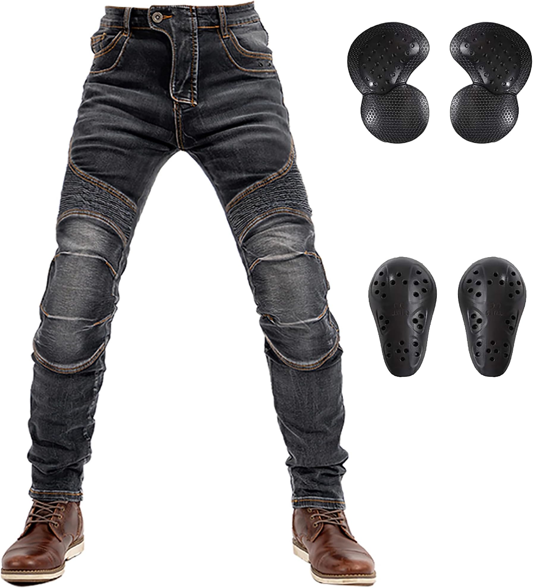 LOMENG Motorcycle Riding Jeans Motorbike Motocross Pants Protective Trousers Safety CE Knee Hip Removable Armored for Men