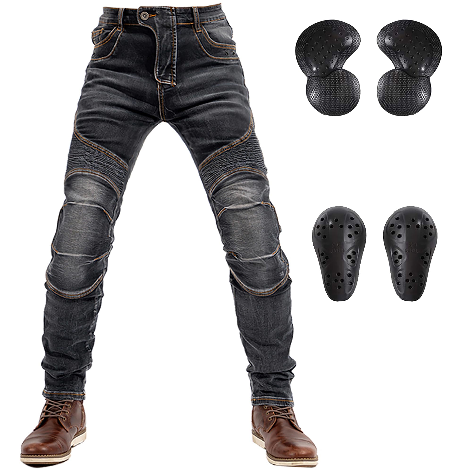 LOMENG Motorcycle Riding Jeans Motorbike Motocross Pants Protective Trousers Safety CE Knee Hip Removable Armored for Men