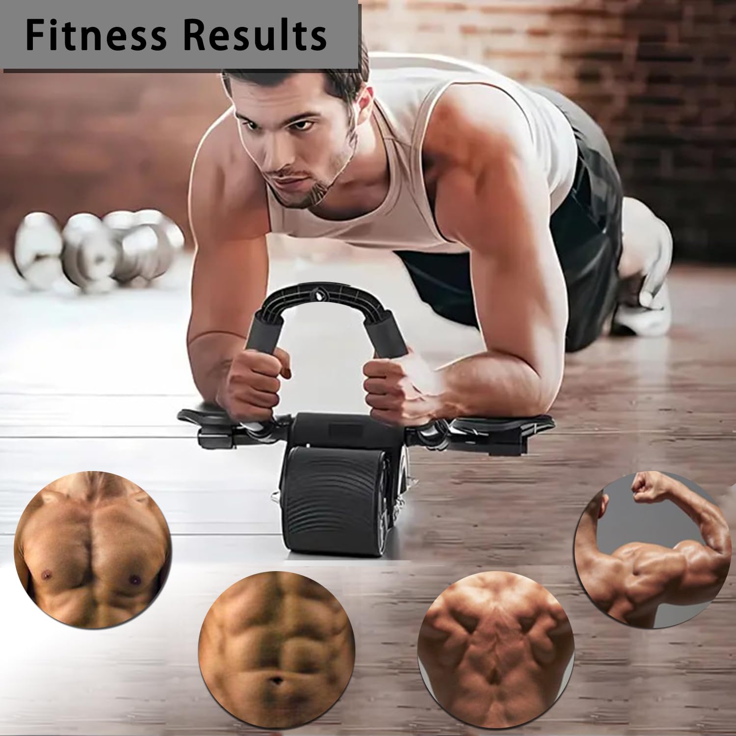 Bauchroller Ab Roller Bauchtrainer mit Ellbogenunterstützung, Ab Wheel mit Automatische Rebound, Bauchmuskeltrainer mit Kniematte für Männer und Frauen, Bauchmuskeltraining Doppelrädern Stabiler