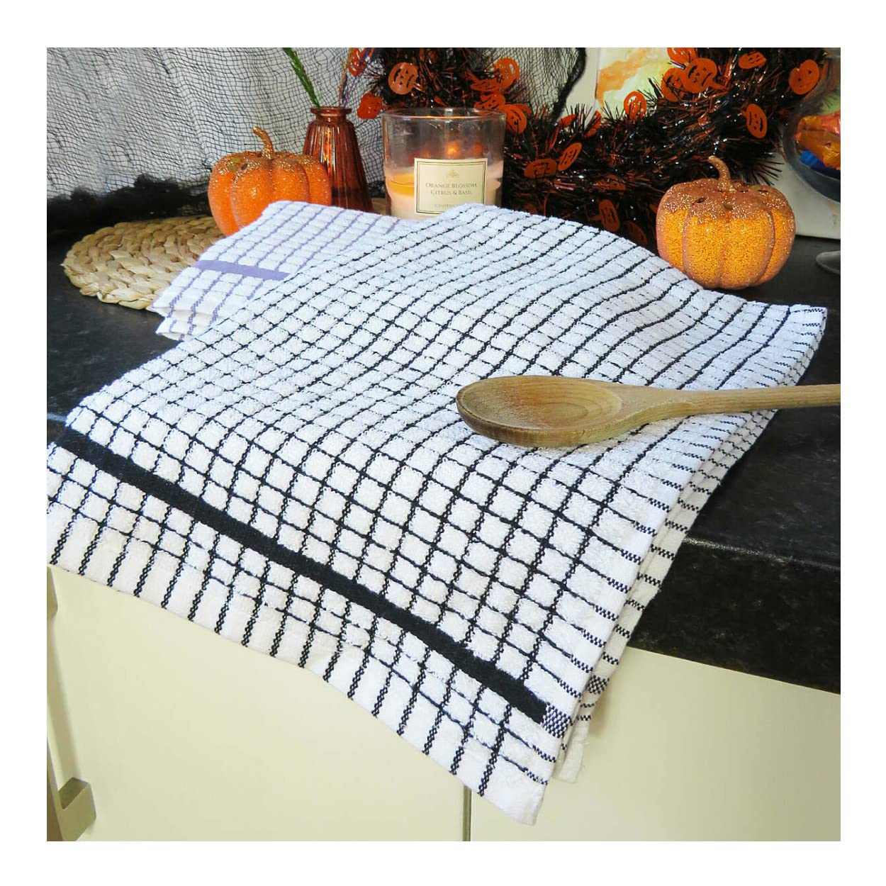 Poli-Dri Paño de cocina de algodón (negro, paquete de 6)