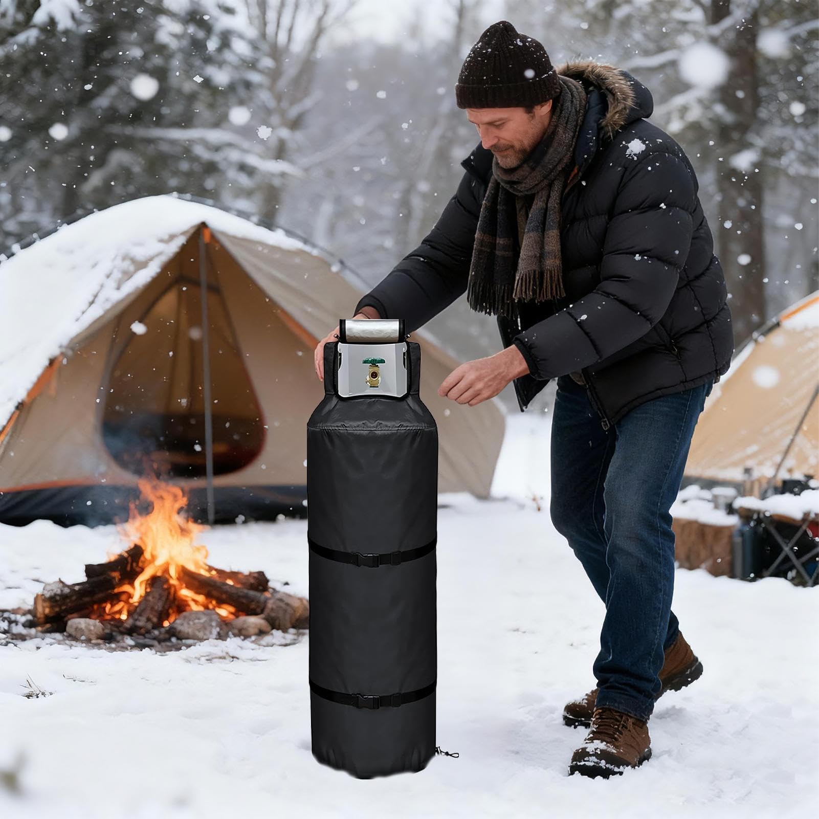 Propan-Tankabdeckung, 45,4 kg, wetterfest, isoliert, Frostschutz für Gasflasche, perfekt für Outdoor-Camping, Garten, Grillen und industrielle Anwendungen