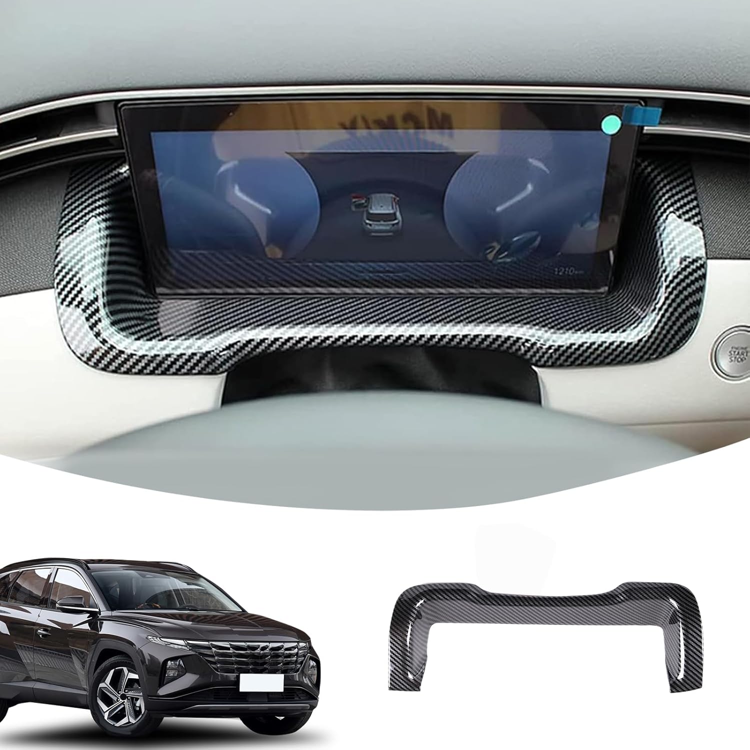 Lcojicep Dashboard Meter Panel Frame Trim Compatible with Hyundai Tucson/Santa Cruz 2022-2024, Carbon Fiber Center Console Dashboard Cover Trim Interior Accessories (Carbon Fiber Pattern)