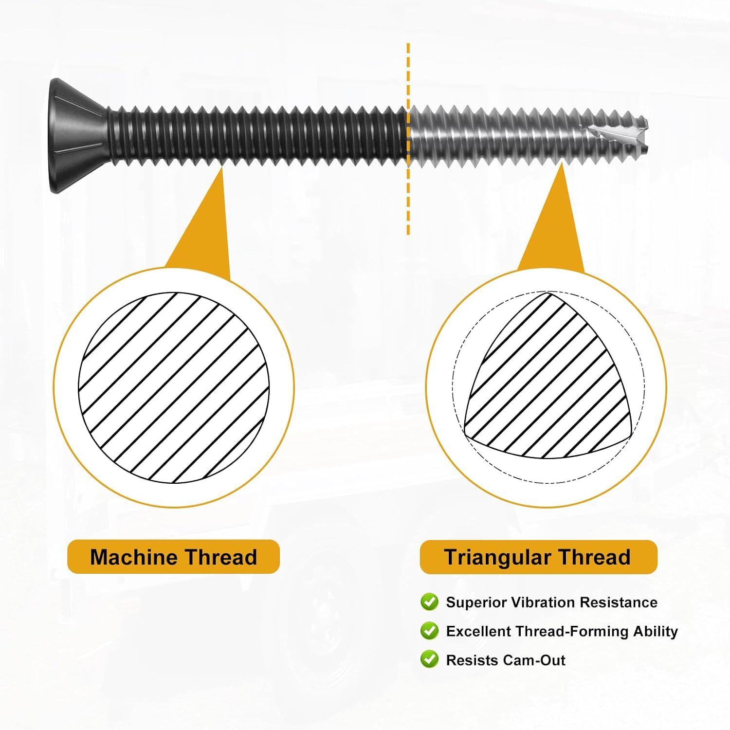 5/16-18 x 2 1/2'' Flat Head Thread Cutting Self Drilling Deck Screws, Type 7, Star Drive T-30, Steel Floorboard Thread Cutting Screws for Wood & Metal-600 Pack
