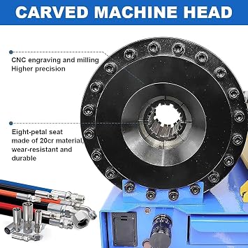 Hose Crimper,Pipe Pressing Tool,Pneumatic Crimping Tool,Manual Hydraulic Hose Crimping Machine,With 8 Sets of Dies,For High-Pressure Hydraulic Hoses and Pipes Systems Pressure